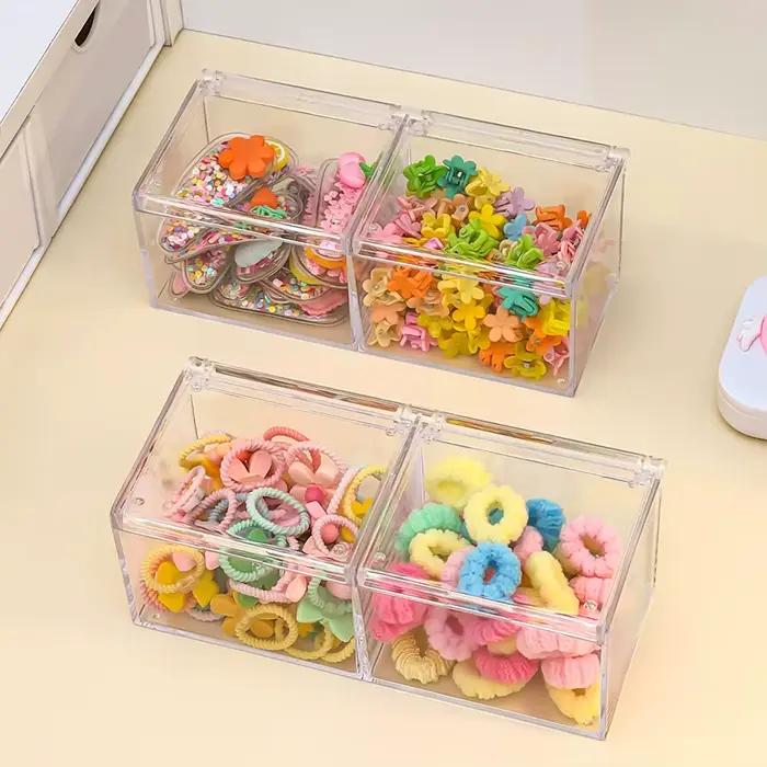 Boîte de rangement pour accessoires de cheveux à deux niveaux