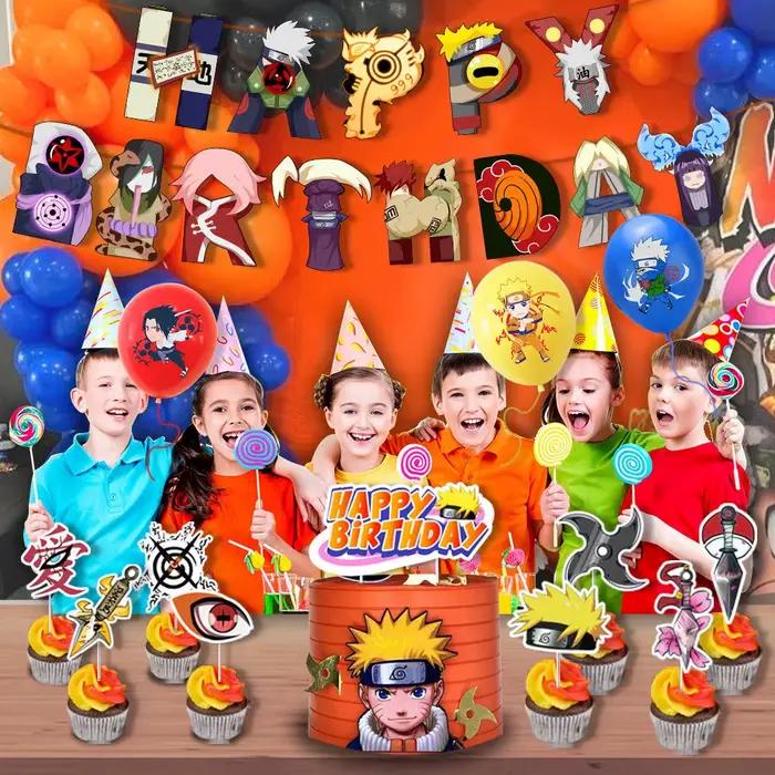 Naruto Anime décoration de gâteau d'anniversaire vaisselle bannière ballons en latex accessoires Kit
