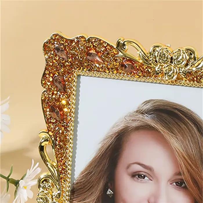 Cadre photo doré, argent et diamant