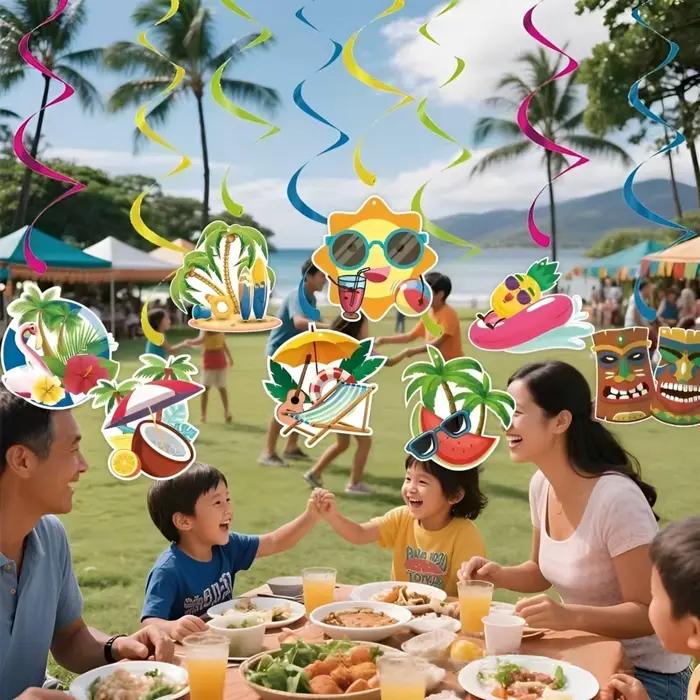 Décorations de fête d'été, bannières colorées sur le thème de la plage et de la piscine, décorations de plage, guirlande pour les fournitures de fête estivale