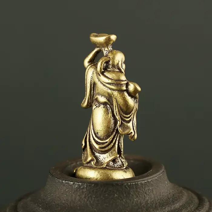 Petite Statue de Bouddha Maitreya en Cuivre, en Laiton de Poche, Ornements de Maison, Artisanat pour Salon, Décoration de Bureau
