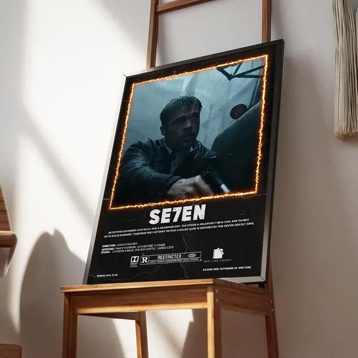 Affiches et images du film Se7en noir rétro, peinture sur toile, art mural, décoration de chambre à coucher, impression murale, Cuadros