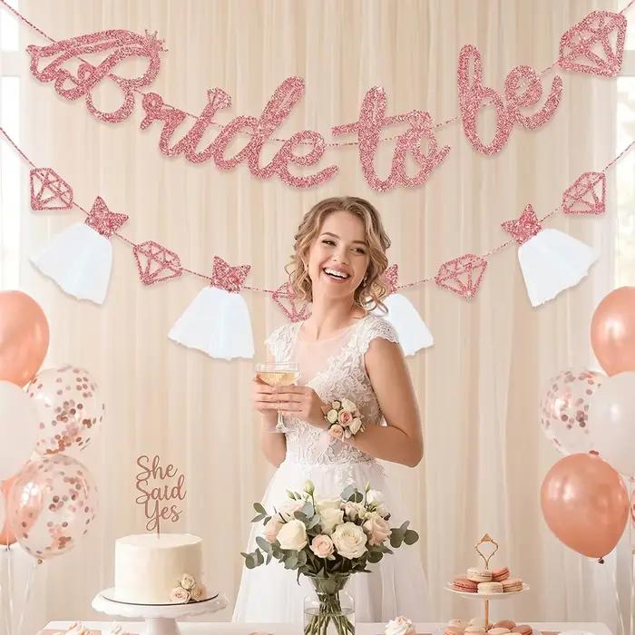 Bannière « Future Mariée », Décoration pour enterrement de vie de jeune fille, Guirlande pour douche nuptiale, Toile de fond pour enterrement de vie de jeune fille, Robe à paillettes et strass, Articl