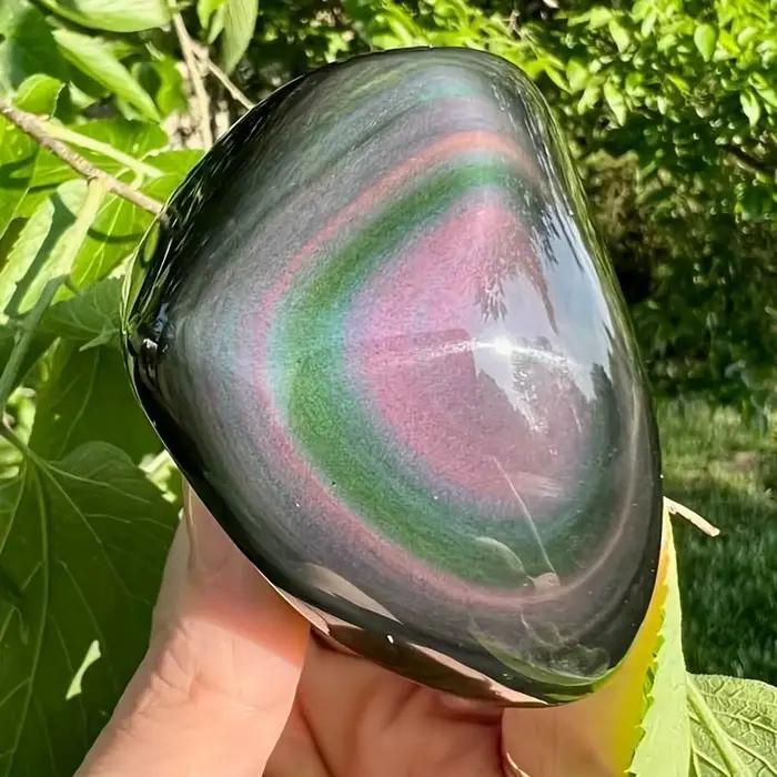1 pièce de cristal d'obsidienne arc-en-ciel rare de forme libre, cadeaux en cristal parfaits pour les êtres chers, décoration artistique idéale pour la collection de la maison, parfait pour