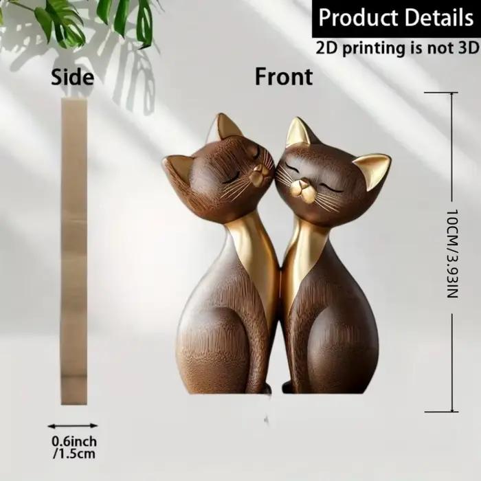 Sculpture de Couple chaton en bois