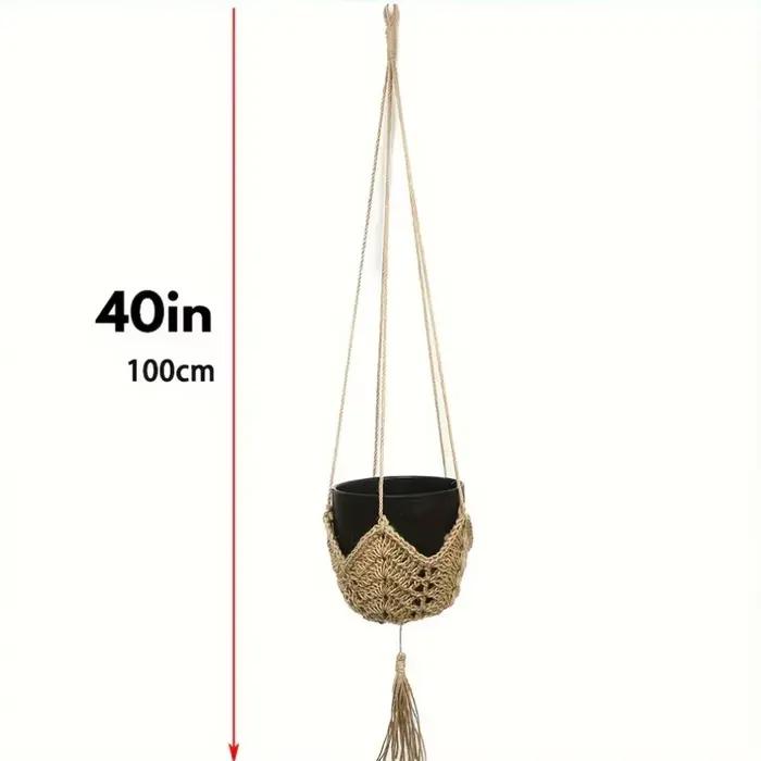 Panier suspendu en rotin tressé bohème