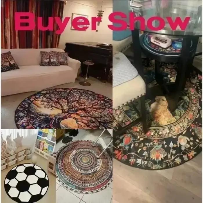 Tapis circulaire moderne imprimé boule Disco pour entrée festive et élégante occasionnelle chambre salon commercialisée