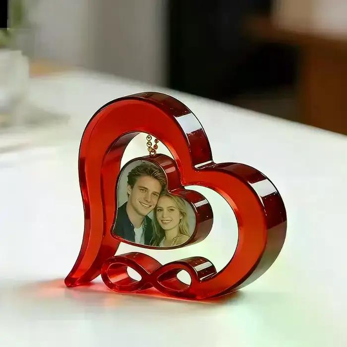 Moule en silicone en forme de cœur pour cadre photo avec base pendule, moule en résine époxy cristalline DIY, ornement de cadre photo DIY