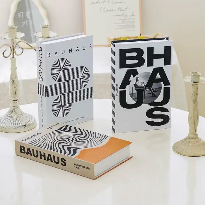 Boîte de rangement décorative de luxe en forme de faux livre Bauhaus pour la maison