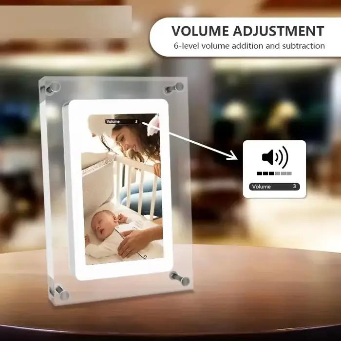 Cadre photo numérique en acrylique 5/7 pouces 1000 mAh avec rotation automatique, écran IPS, mémoire 4 Go, batterie et détection de gravité