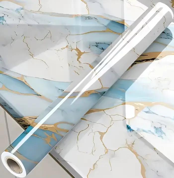 Papier peint auto-adhésif bleu doré