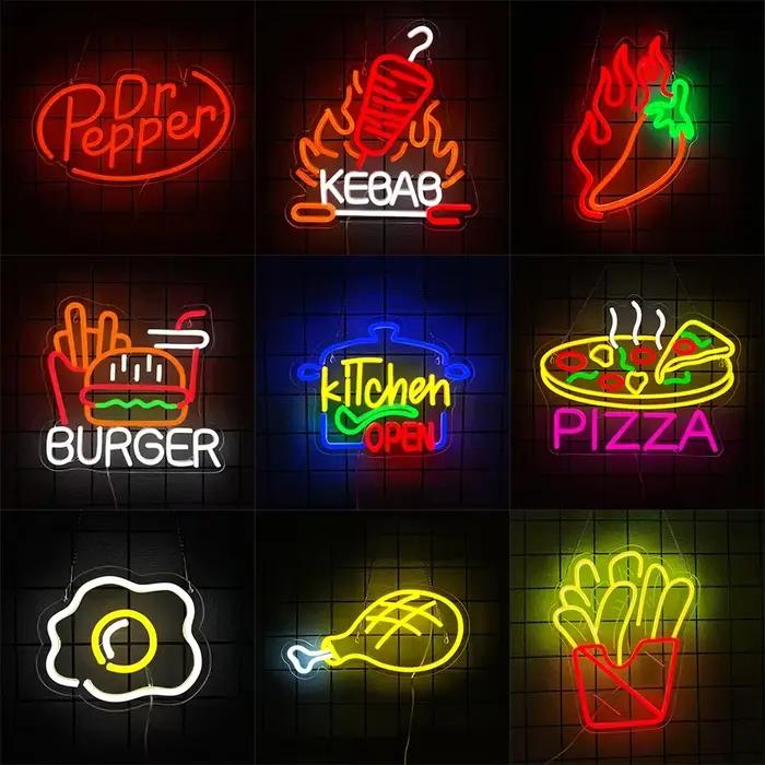 Enseigne au néon ouverte de cuisine pour la décoration murale
