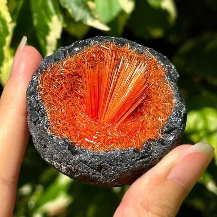 Grosses grappes de quartz magnétaire orange brut, œuf de pierre brute avec cristal de goethite orange, spécimens minéraux, collection de cristaux