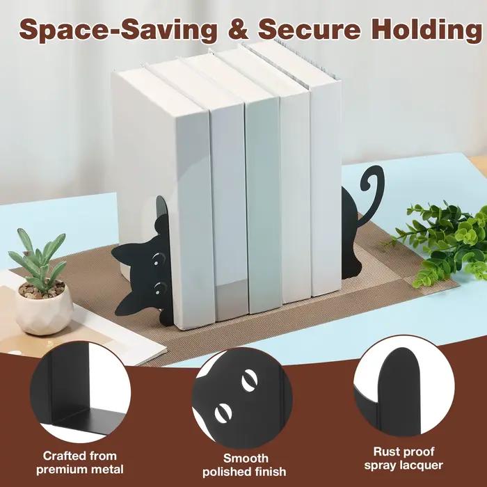 Serre-livres en métal décoratif en forme de chat pour bureau
