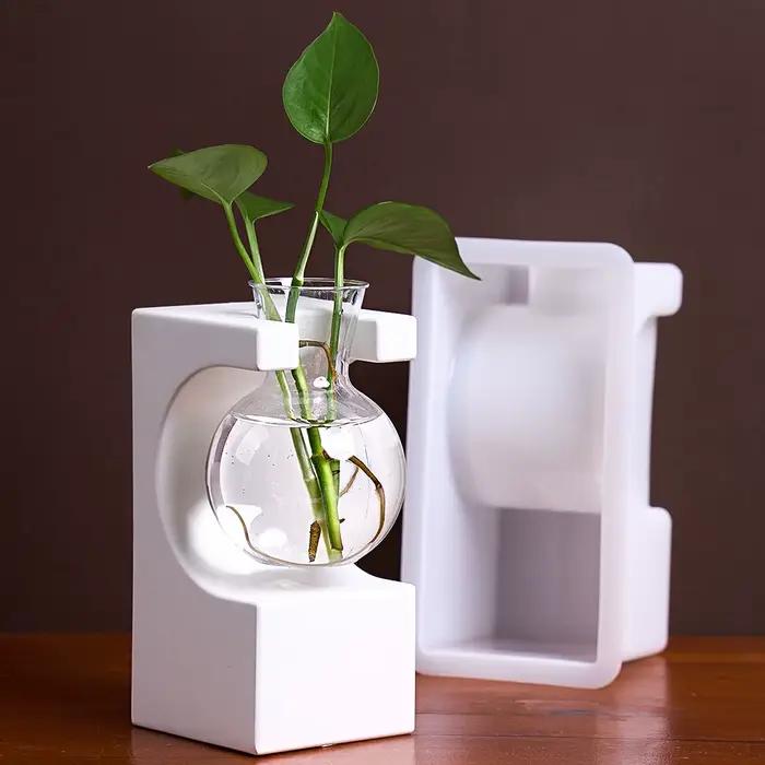 Vase hydroponique rectangulaire en forme de Cube, moule en Silicone, Tube à essai, Vase de Culture d'eau, gypse, ciment, artisanat, fournitures de décoration pour la maison