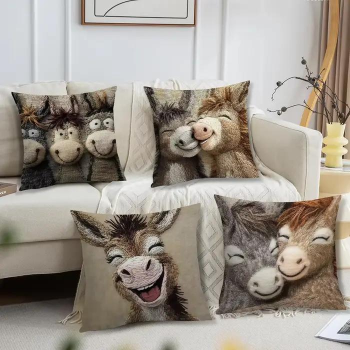 Sourire âne âne b housse de coussin décoration chambre boutique voiture meilleur bureau à domicile café oreiller canapé impression nordique simplicité frappé