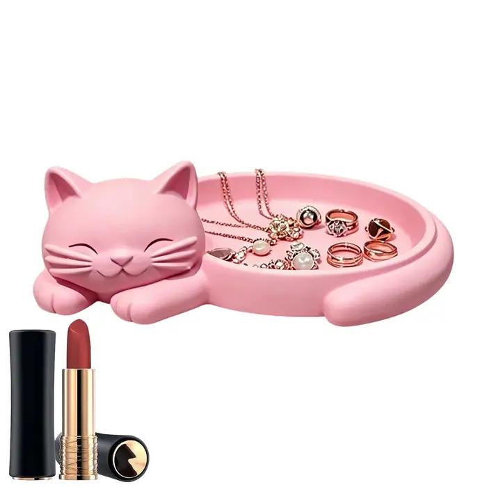 Plateau à bijoux décoratif en forme de chat