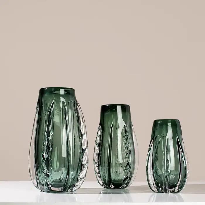 Vase en verre vert transparent moderne pour arrangements floraux terrariums et décoration intérieure maison occasions spéciales