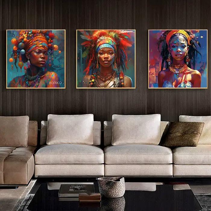 Affiches de portrait de femme noire de culture traditionnelle africaine