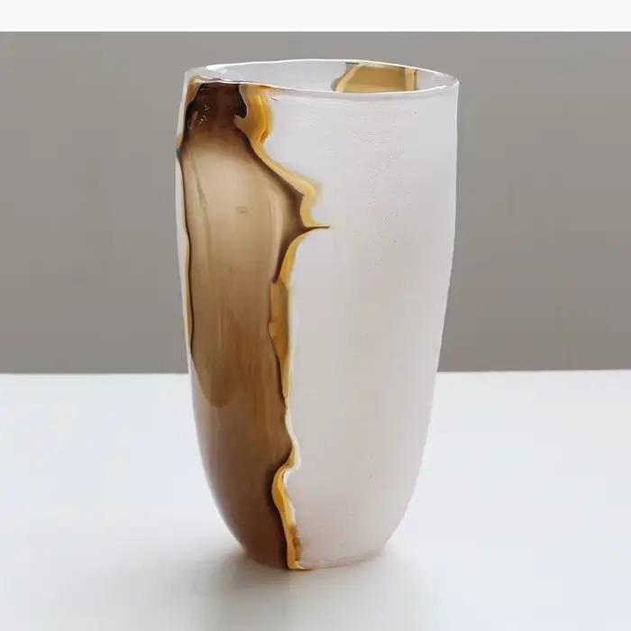 Vase en verre abstrait craquelé, multicolore, émaillé, pour fleurs, hydroponie, terrarium, accessoires de décoration intérieure