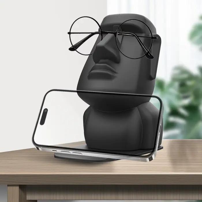 Support de téléphone créatif en forme de statue Moaï, support à lunettes, présentoir à lunettes de soleil Île de Pâques, cadeau pour la décoration intérieure