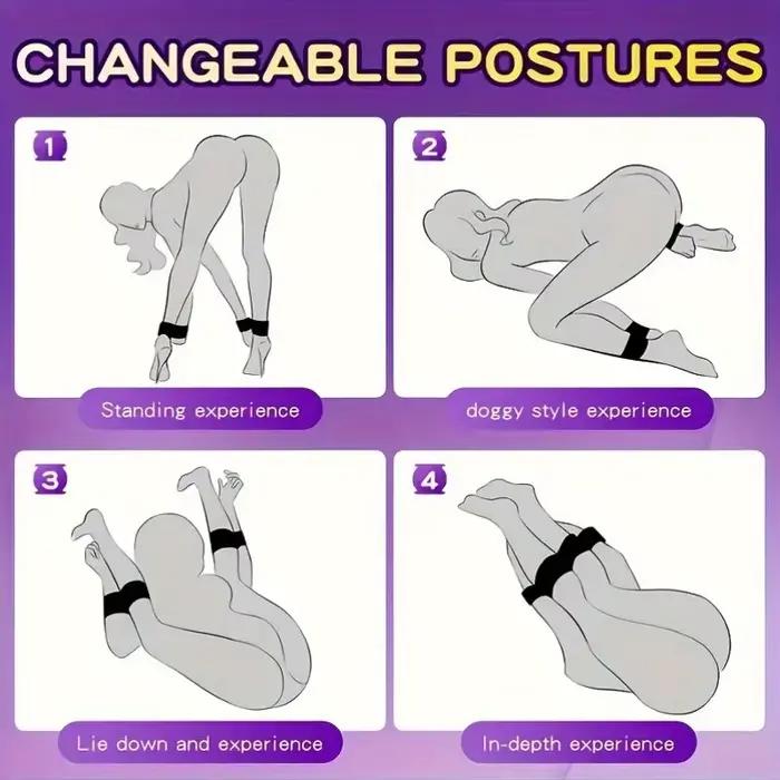 Ensemble de bondage avec écarteur de jambes réglable |   Kit de retenue rembourré doux avec menottes pour poignets et chevilles pour jeux de couple adultes