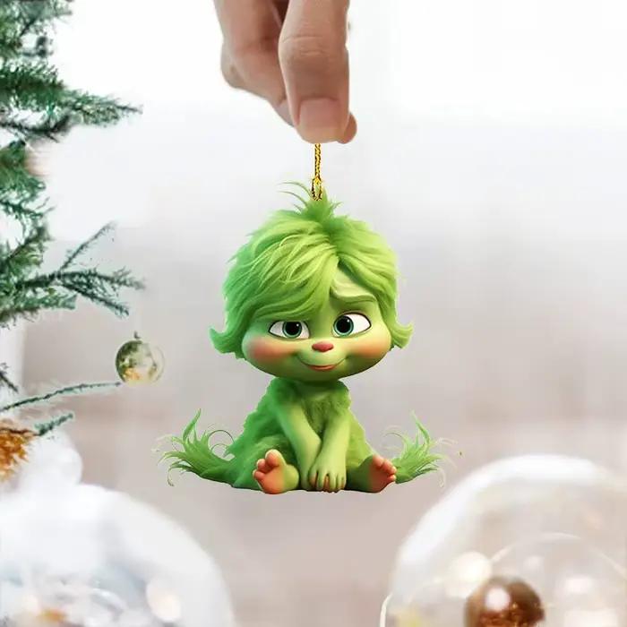 Ornements d'arbre de noël verts fantaisistes