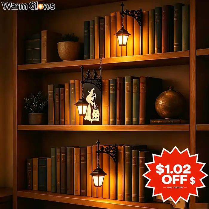 Lanterne de bibliothèque - Éclairage décoratif pour étagère à livres, lampes de lecture pour bibliophiles, lampe de rue suspendue antique rétro, décoration murale