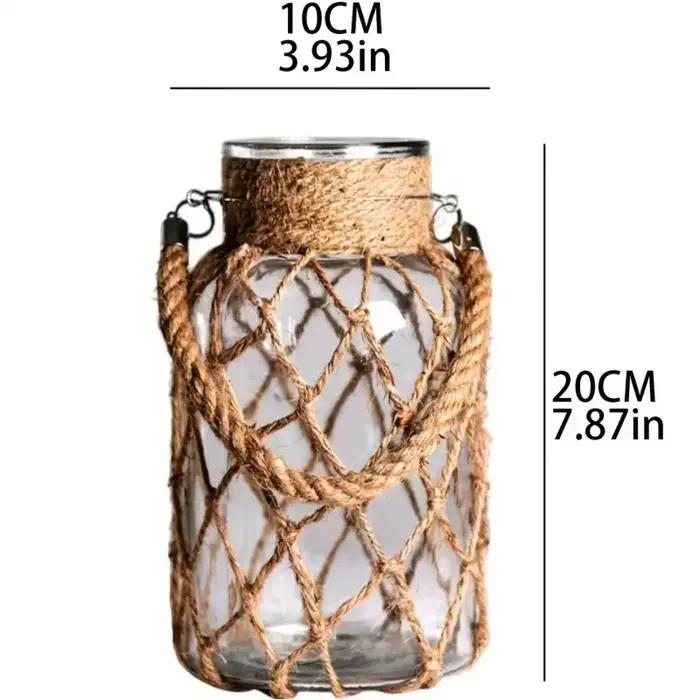 Vase suspendu Vintage en corde de chanvre