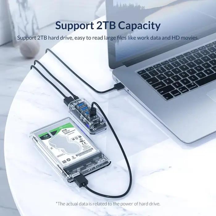 ORICO Hub USB 3.0 4/7 ports, adaptateur répartiteur double alimentation, chargeur OTG USB C, hub alimenté pour périphériques d'ordinateur PC, accessoires