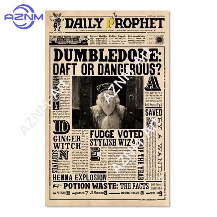 Affiche Harry Potter, impression artistique de journal magique vintage