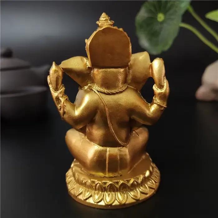 Or seigneur Ganesha Statue bouddha éléphant dieu hindou Sculpture Figurines résine maison jardin décoration