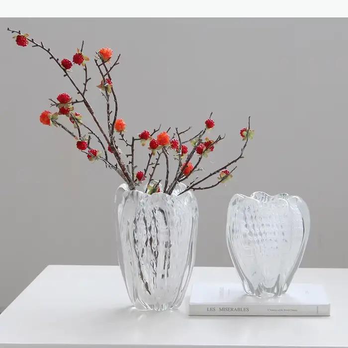 Vase en verre transparent à bulles, pots de plantes, décoration de table, arrangement créatif de fleurs, vases floraux, décoration esthétique de la pièce