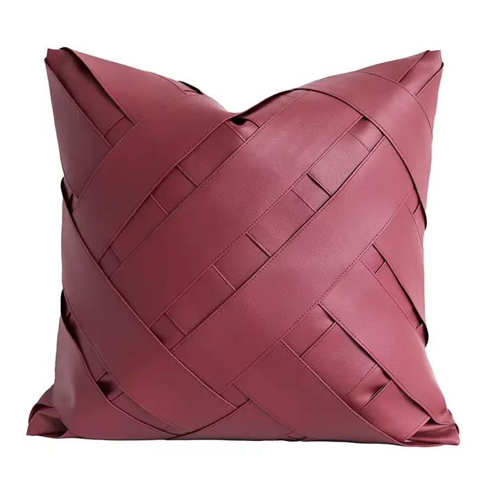 Housse de coussin de luxe design 30x50 45x45 50x50cm Rouge vin Noir Couture carrée Taie d'oreiller pour la maison Hôtel Lit Salon Canapé