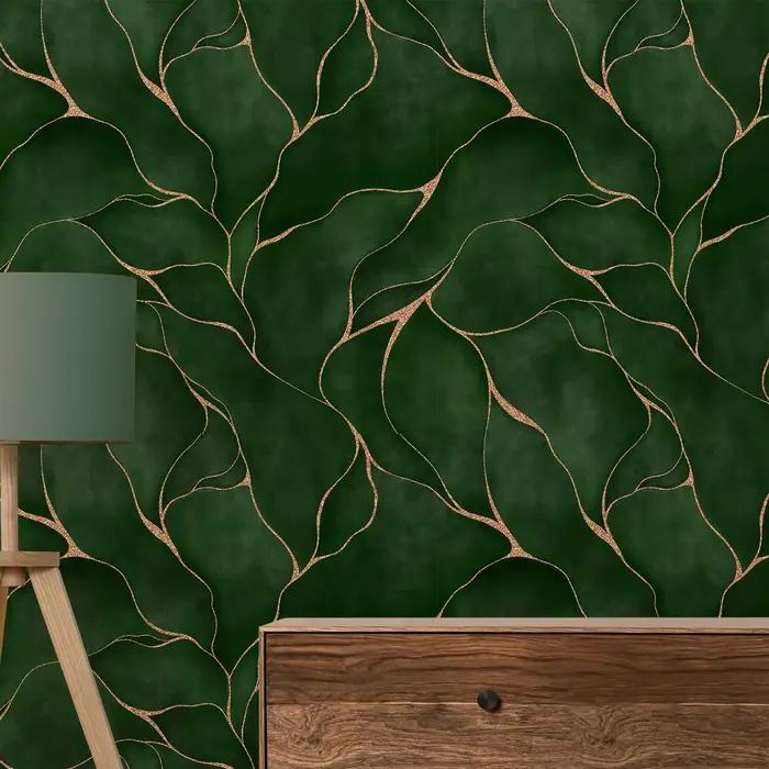 Papier peint mural feuilles d'aquarelle vertes