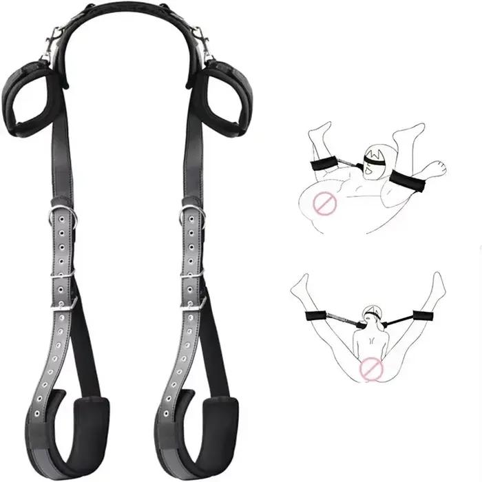 Menottes sexuelles BDSM, contraintes, jambes ouvertes, chevilles, harnais de Bondage SM, sangles de bandage de lit, jouet sexuel d'esclave, Kits d'accessoires érotiques