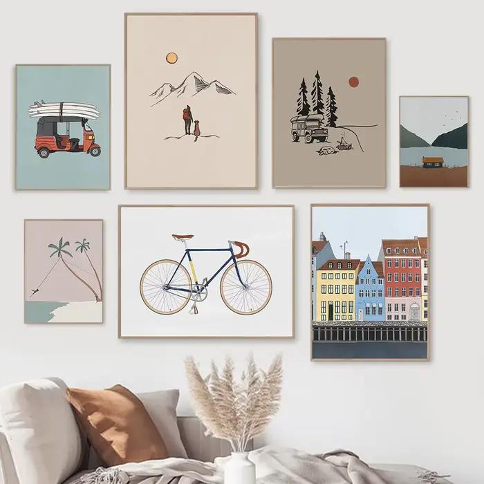 Toile d'art mural de paysage minimaliste