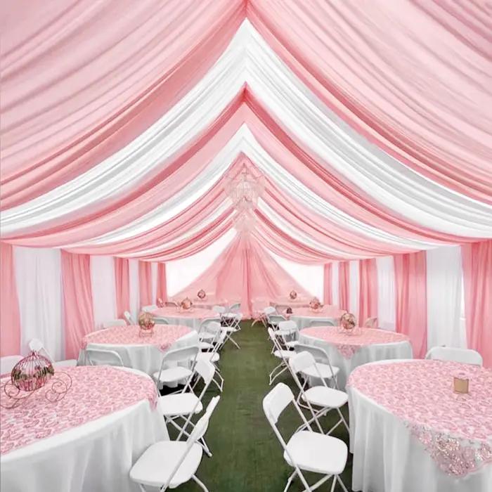 Rideaux de plafond en tissu blanc transparent pour décoration de toit d'arc de mariage