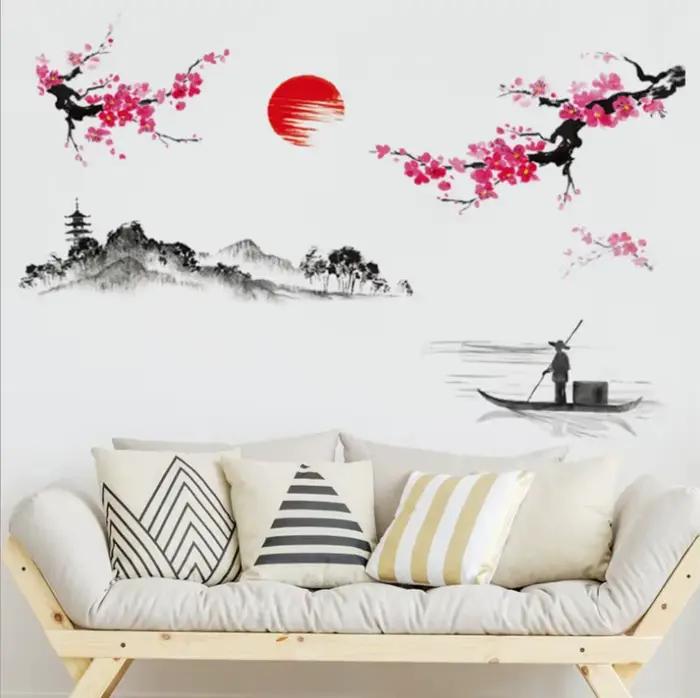 Autocollants muraux Sakura en PVC pour la décoration de maison, nouveau classique, stickers muraux pour salon chambre bureau occasions spéciales
