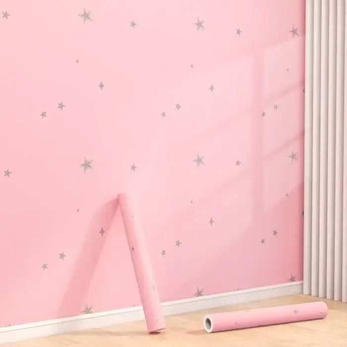Papier peint auto-adhésif rose pour chambre de fille