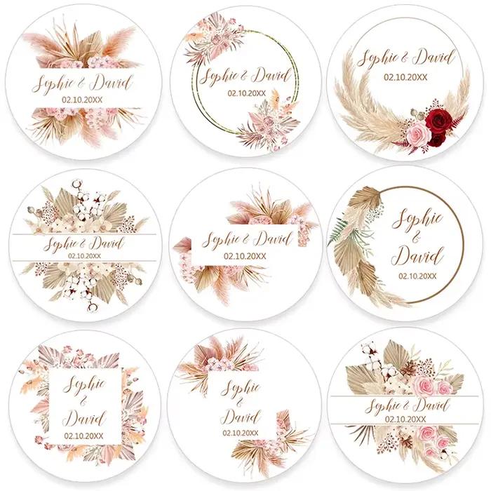 Autocollant de mariage en herbe de Pampas