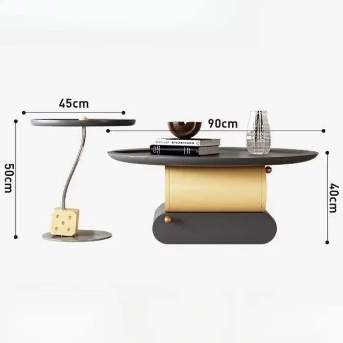 Table basse centrale élégante et moderne de luxe pour salon, ensemble coloré, table basse artistique avec rangement bas, mobilier de maison