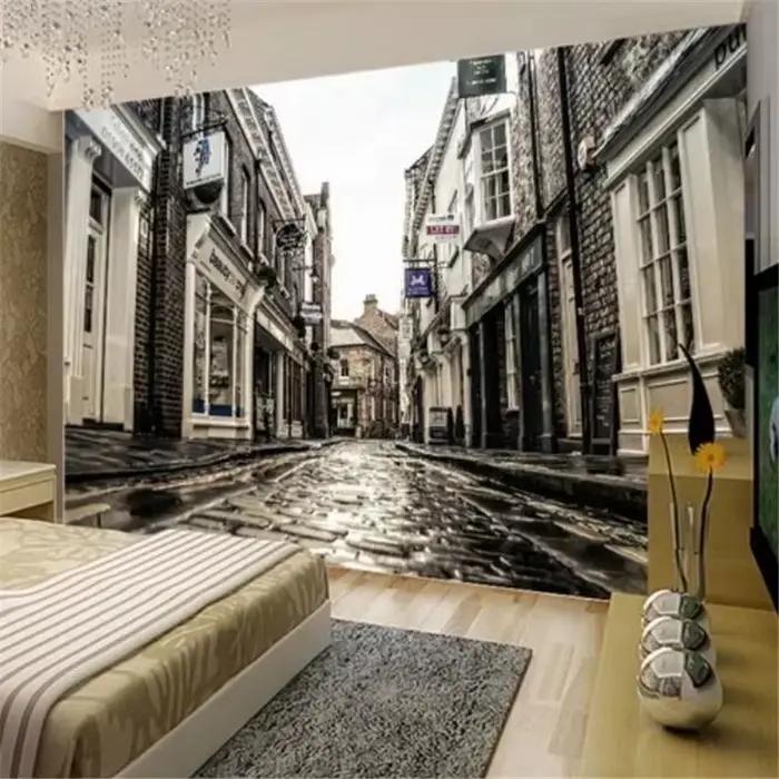 Papier peint personnalisé 3d ville française paysage peinture à l'huile salon TV fond