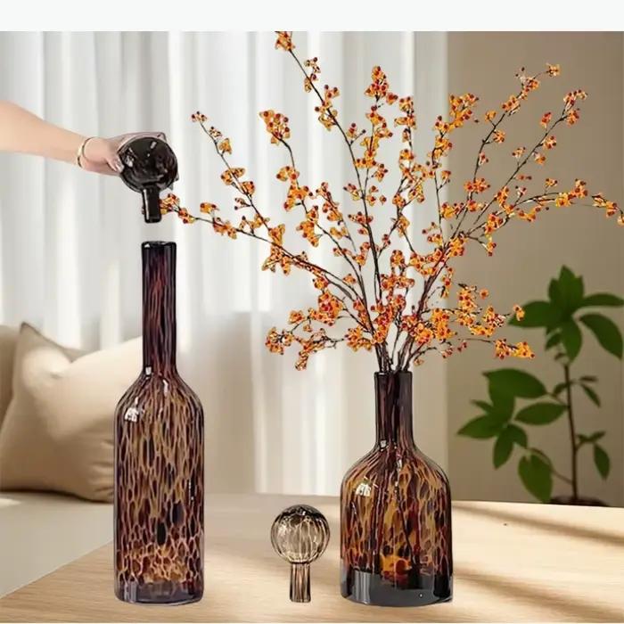Vase en verre à petite ouverture, vases décoratifs, arrangement floral, ornement, vase hydroponique, vases pour fleurs séchées, artisanat de décoration