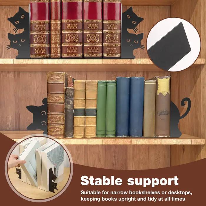Serre-livres en métal décoratif en forme de chat pour bureau