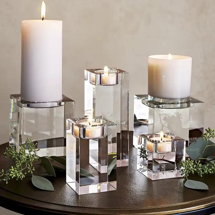 Bougeoirs en cristal clair