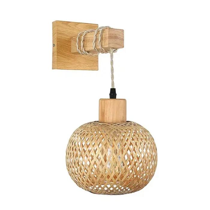 Lanterne en bambou applique en rotin naturel osier E27 lustres tissé à la main