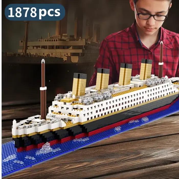 Titanic créatif luxe Iceberg bateau de croisière bateau couronne ensemble ville bricolage modèle blocs de construction briques jouets pour enfants adulte cadeau