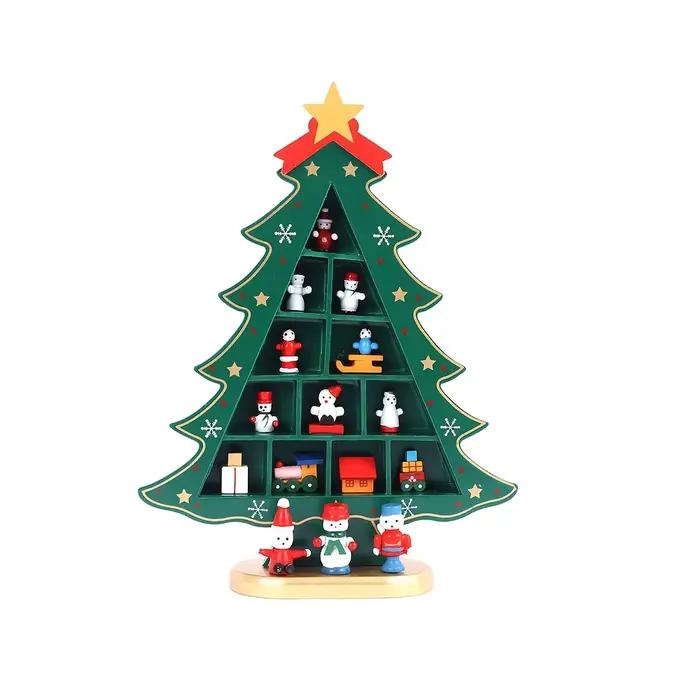 Décorations d'arbre de noël en bois 1 pièce, ornements d'arbre de noël, artisanat d'arbre de noël avec bases, décorations de noël, cadeaux