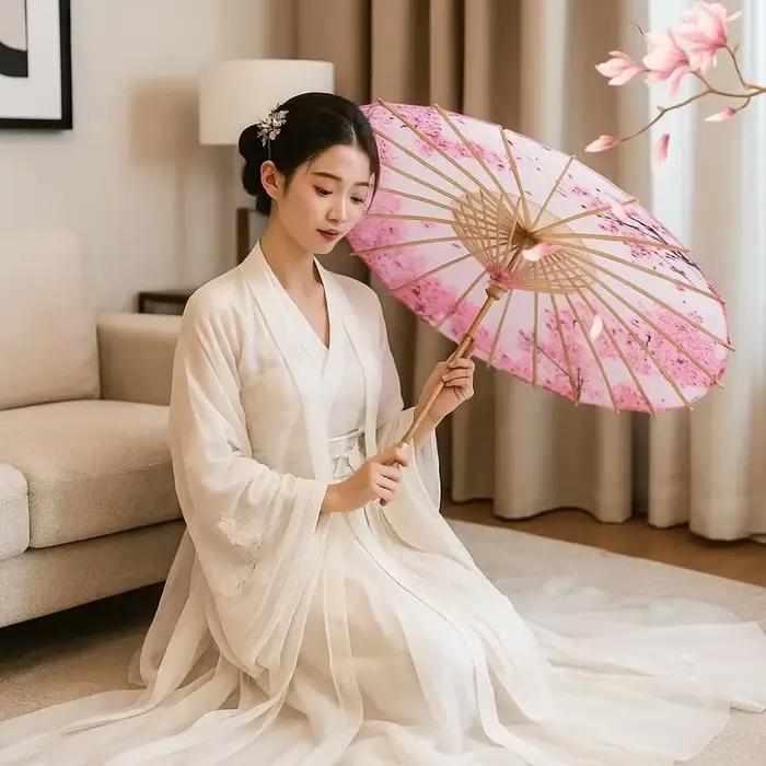 Parapluie en papier huilé de bambou fait main